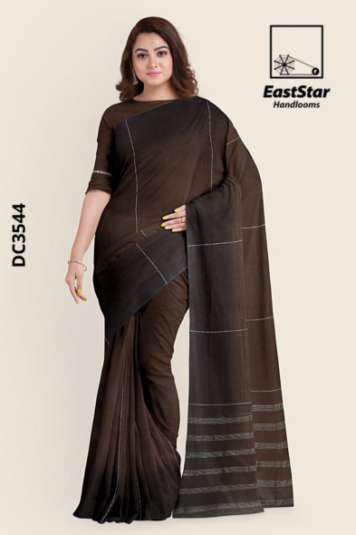 Brown  Handloom Cotton Saree DC3544