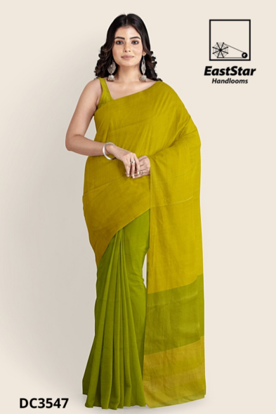 Deep Lemon Yellow Handloom Cotton Saree DC3547