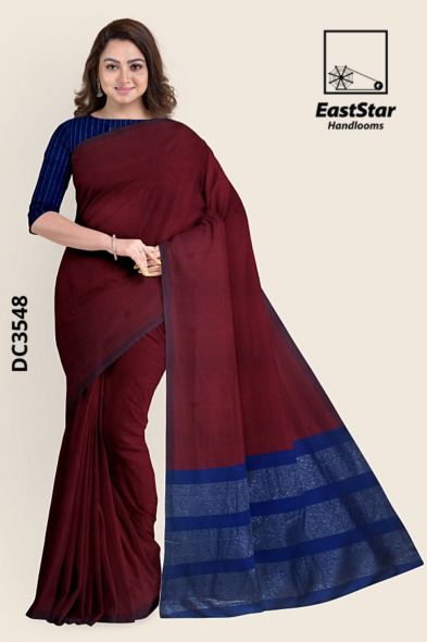 Marron Handloom Cotton Saree DC3548