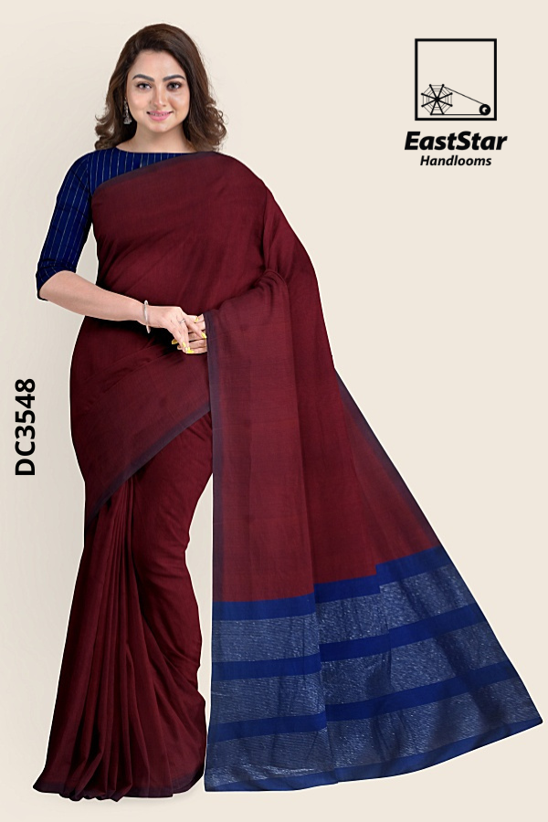 Marron Handloom Cotton Saree DC3548
