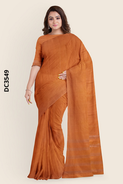 Orange  Handloom Cotton Saree DC3549
