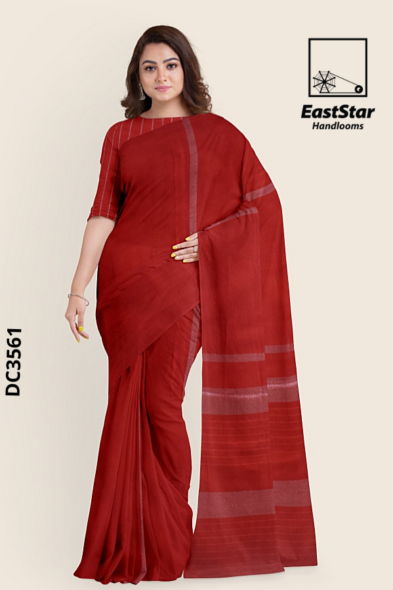 Red Handloom Cotton Saree DC3561