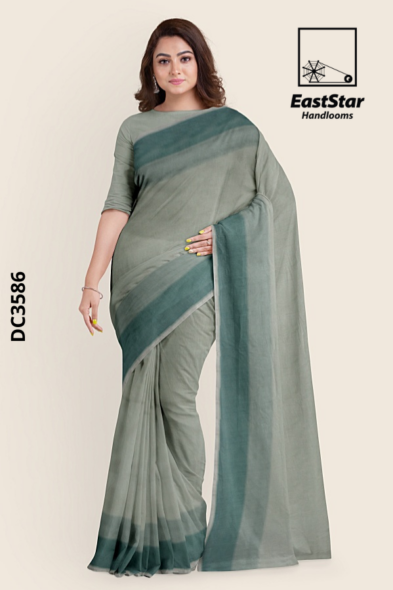 Dull Sea Green Handloom Cotton Saree DC3586