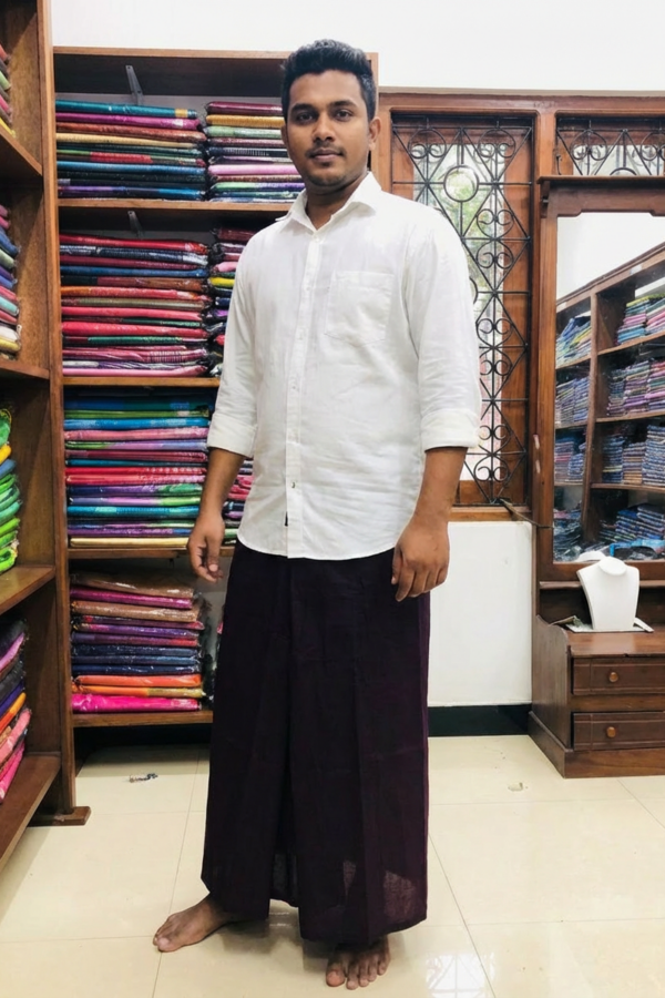 Deep magenta SAPTHA Handloom Sarong CS2994