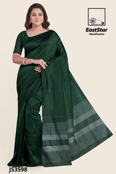 Forest Green Handloom Silk Saree JS3598