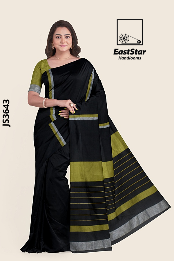 Black Handloom Silk Saree JS3643