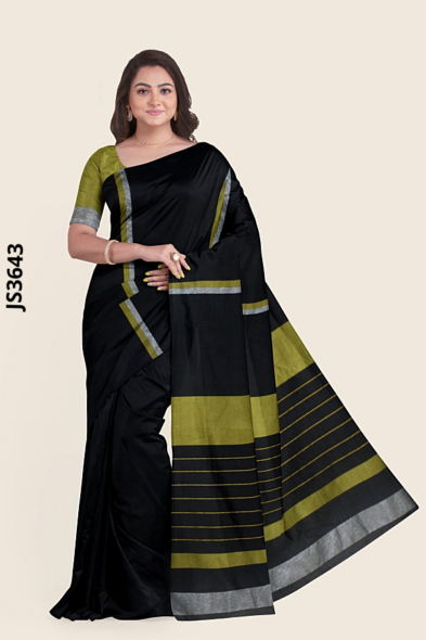 Black Handloom Silk Saree JS3643