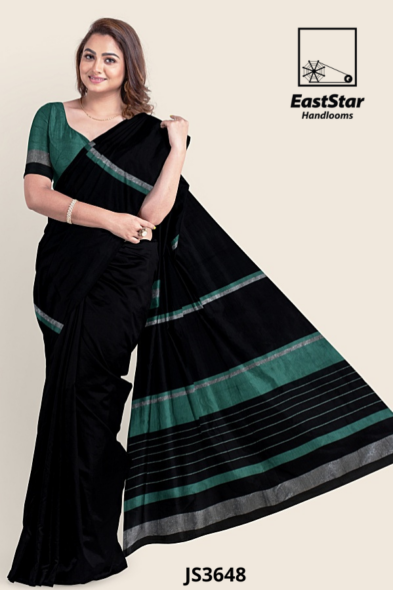 Black  Handloom Silk Saree JS3648
