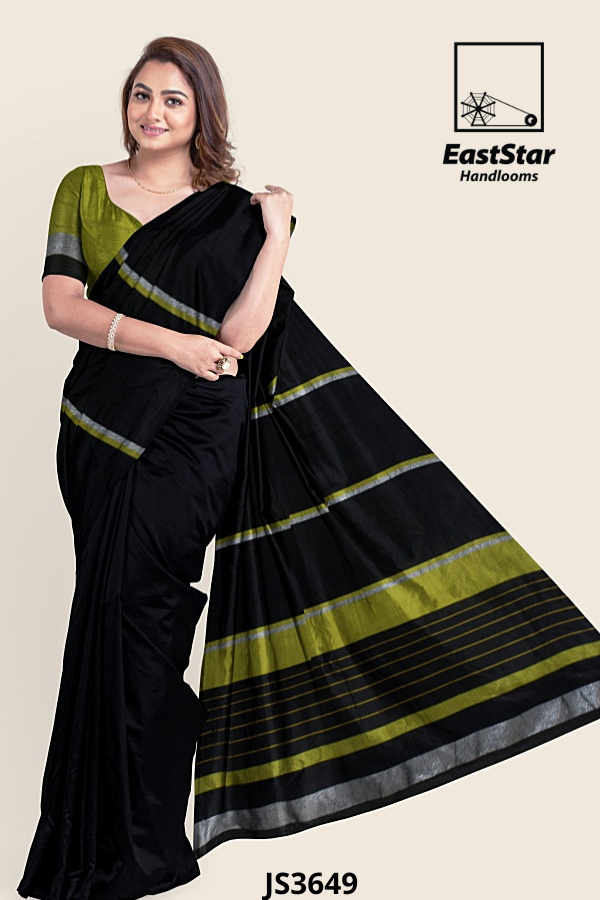 Black Handloom Silk Saree JS3649