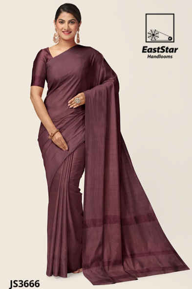 Deep Plum  Handloom Silk Saree JS3666