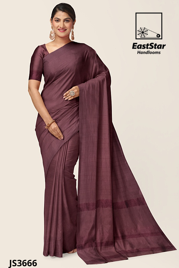 Deep Plum  Handloom Silk Saree JS3666