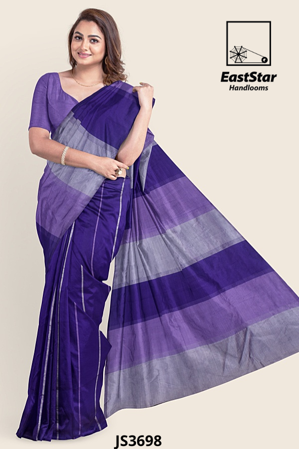 Purple Grey Handloom Silk Saree JS3698