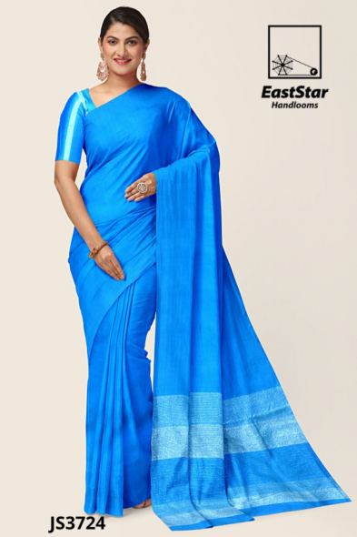 Blue Handloom Silk Saree  JS3724