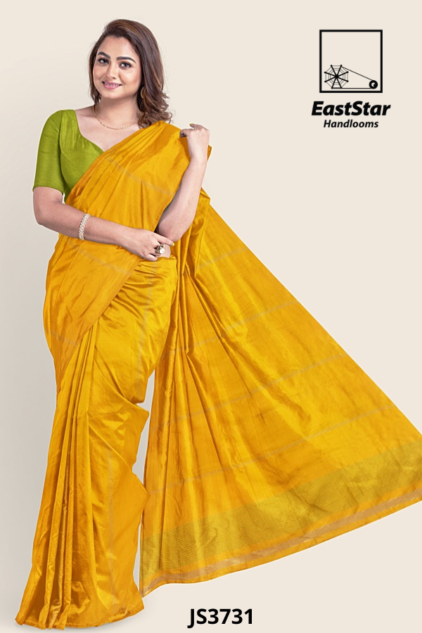 Mustard Yellow Handloom Silk Saree JS3731