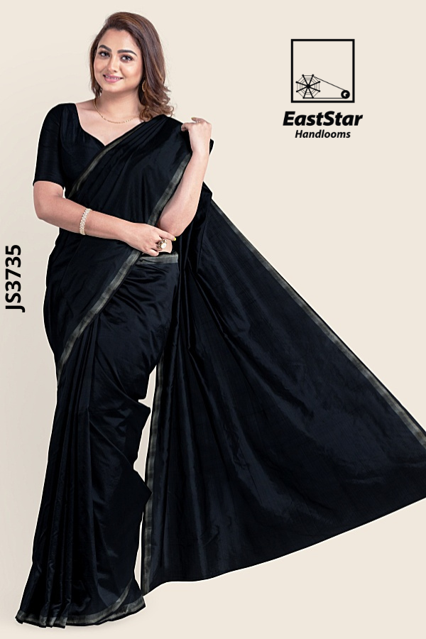 Black Handloom Silk Saree JS3735