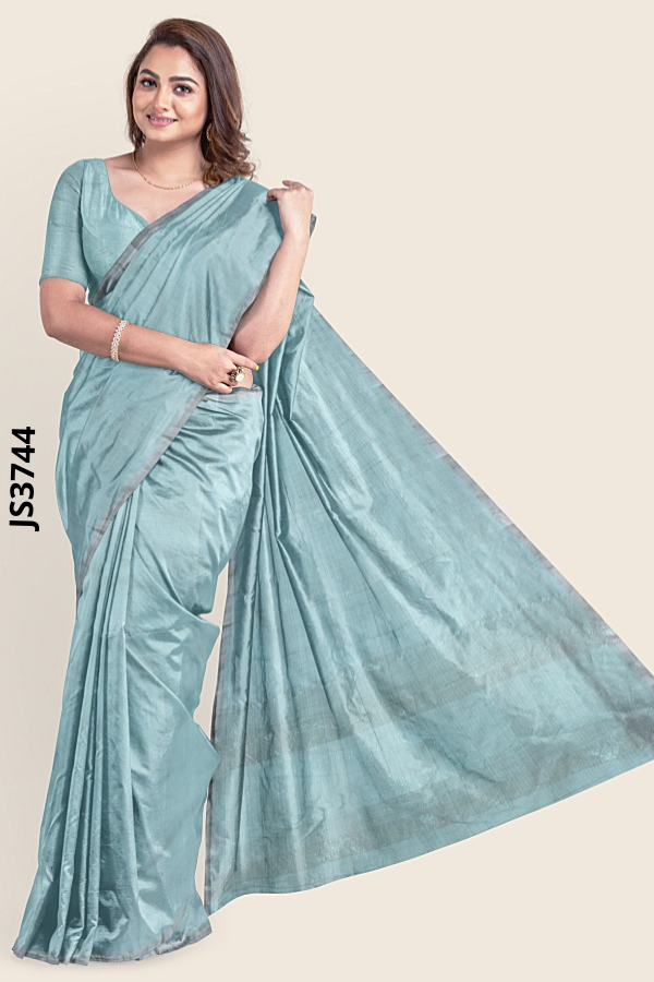 Ice Blue  loom HandSilk Saree JS3744