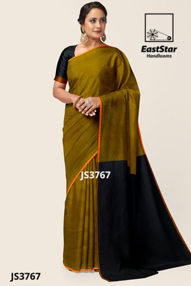 Olive Mustard  Handloom Silk Saree JS3767
