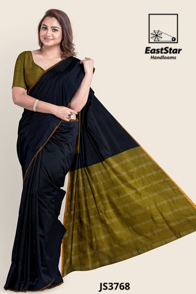 Black with gold Handloom Silk Saree JS3768