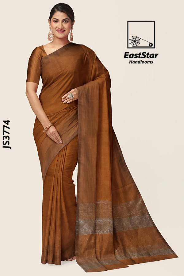 Copper Brown Handloom Silk Saree JS3774