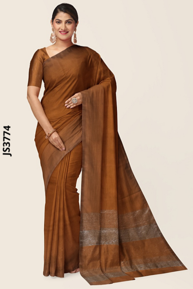 Copper Brown Handloom Silk Saree JS3774