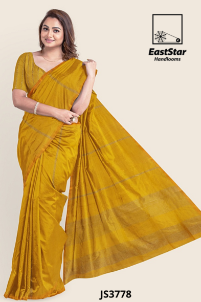Mustard Yellow  Handloom Silk Saree JS3778