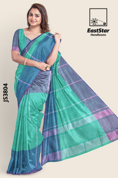 Ice Teal Green Handloom Silk Saree JS3804