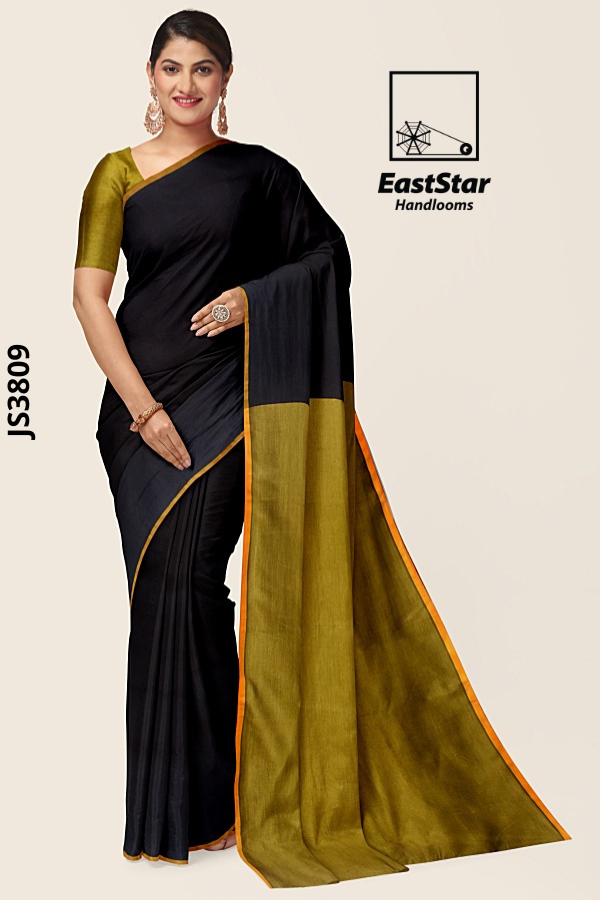 Black Handloom Silk Saree JS3809