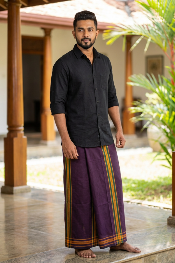 Deep Plum SAPTA handloom cotton Sarong CS3043