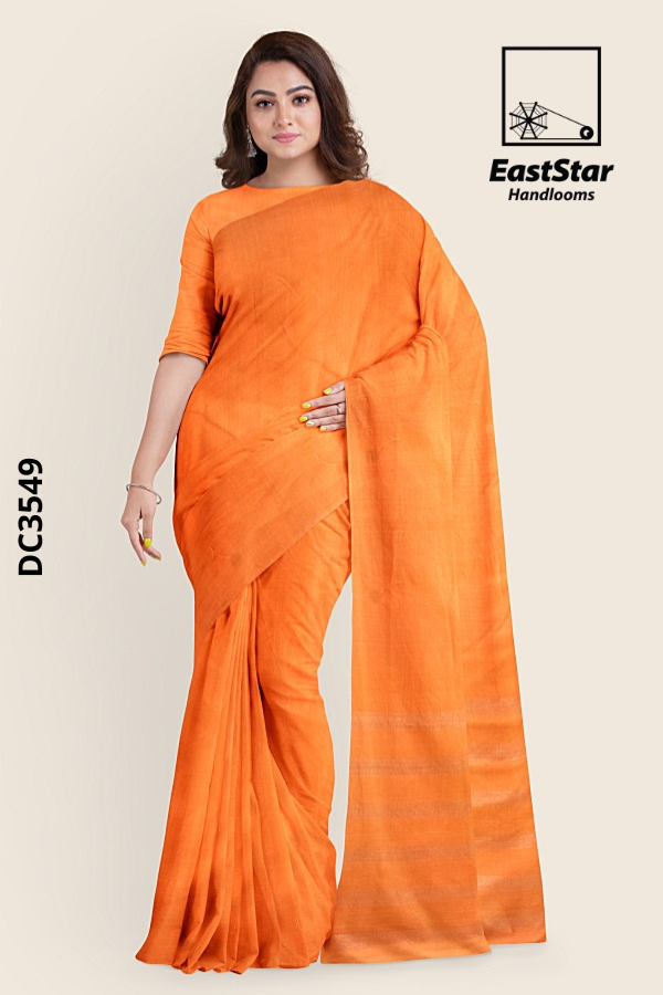 Orange  Handloom Cotton Saree DC3549