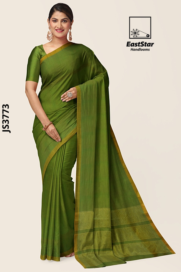 Leaf Green Handloom Silk Saree JS3773