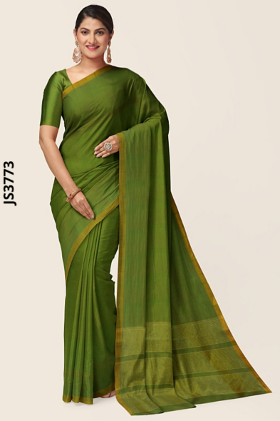 Leaf Green Handloom Silk Saree JS3773