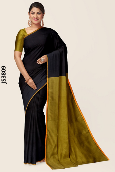 Black Handloom Silk Saree JS3809