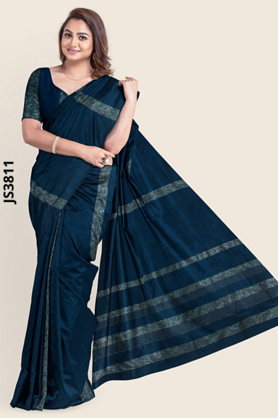Deep peacock blue Handloom Silk Saree JS3811
