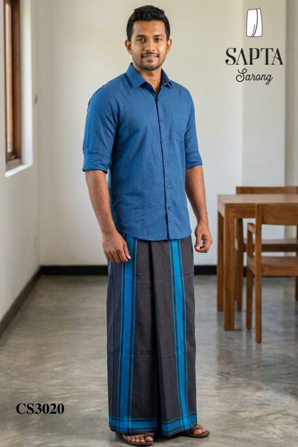 Black  SAPTA Handloom Cotton Sarong CS3020