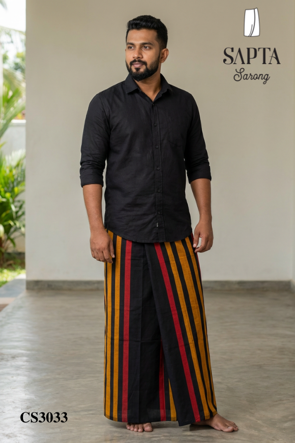 Black SAPTA Handloom Cotton Sarong CS3033 Black SAPTA Handloom Cotton Sarong CS3033