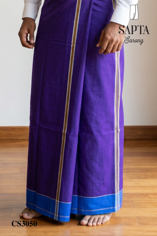 Purple  SAPTA Handloom Cotton Sarong CS3050