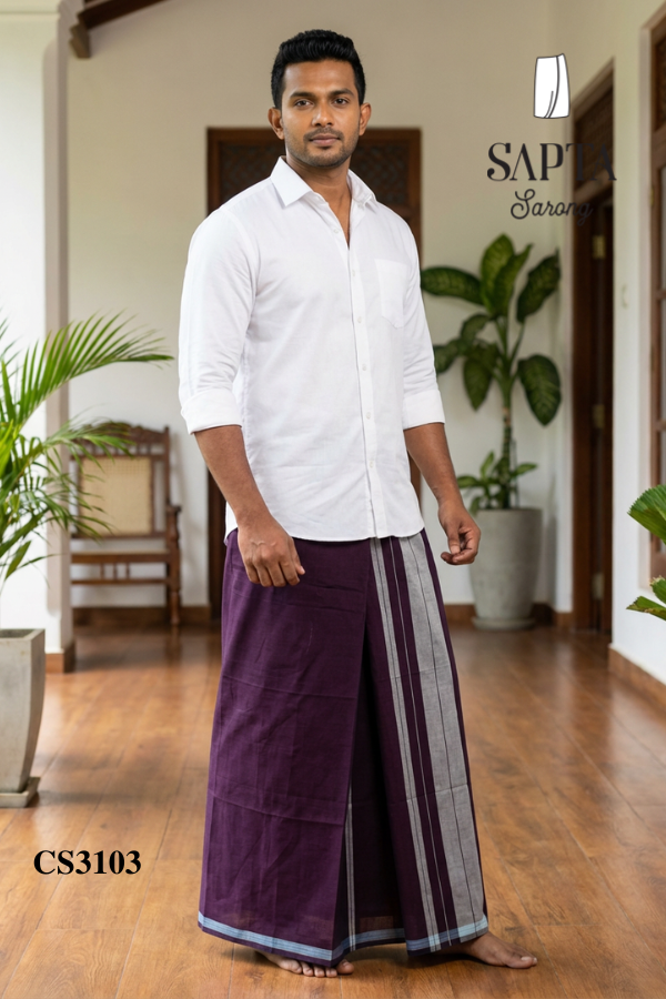 Burgundy SAPTA Handloom Cotton Sarong CS3103