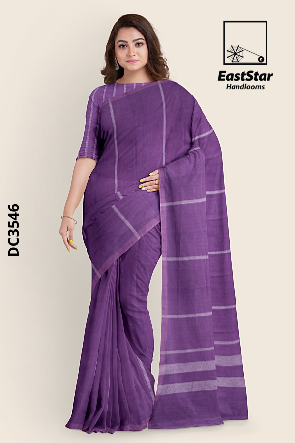 Purple Handloom Cotton Saree DC3546 Purple Handloom Cotton Saree DC3546
