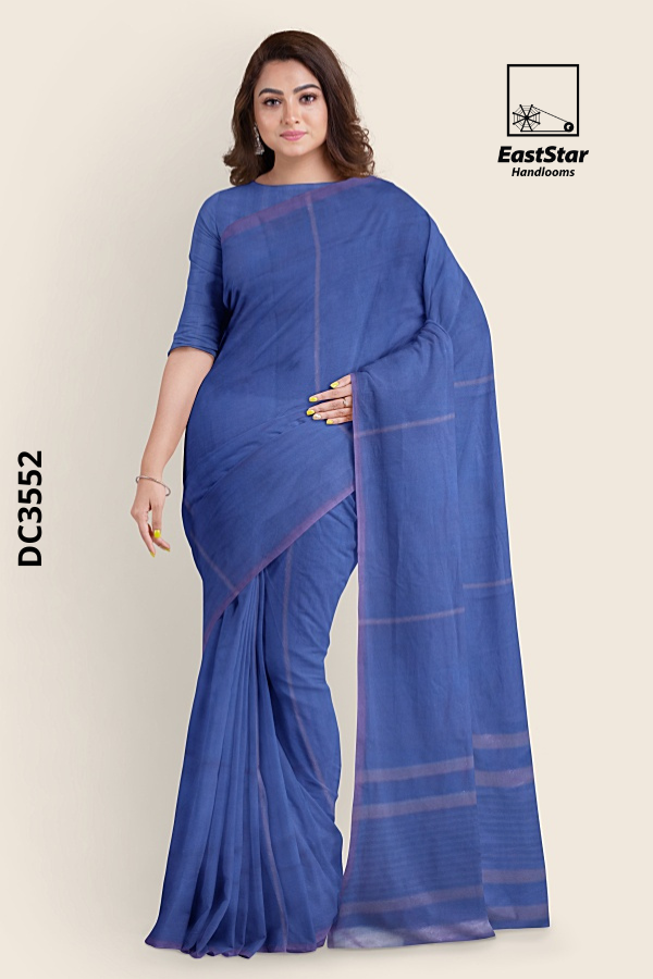 Lightweight blue  Handloom Cotton Saree DC3552