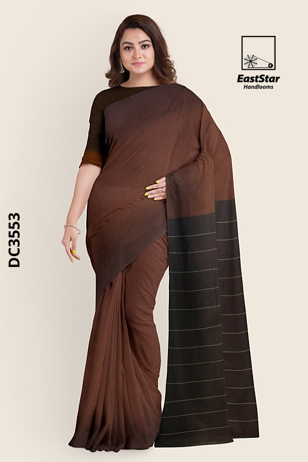 Brown Handloom Cotton Saree DC3553