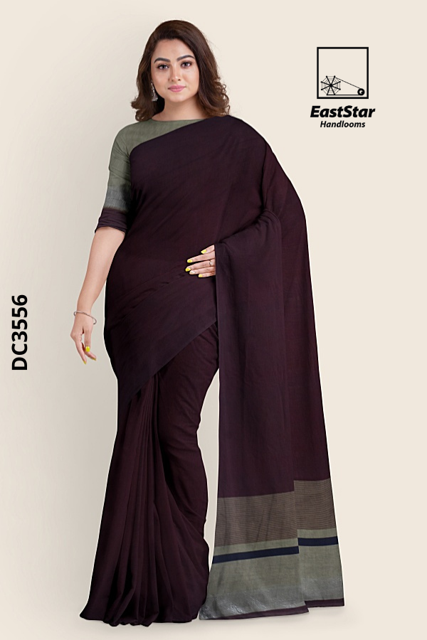 Marron  Handloom Cotton Saree DC3556
