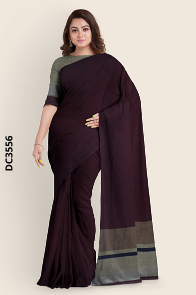 Marron  Handloom Cotton Saree DC3556