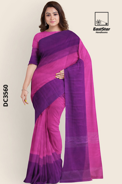 Pink purple  Handloom Cotton Saree DC3560