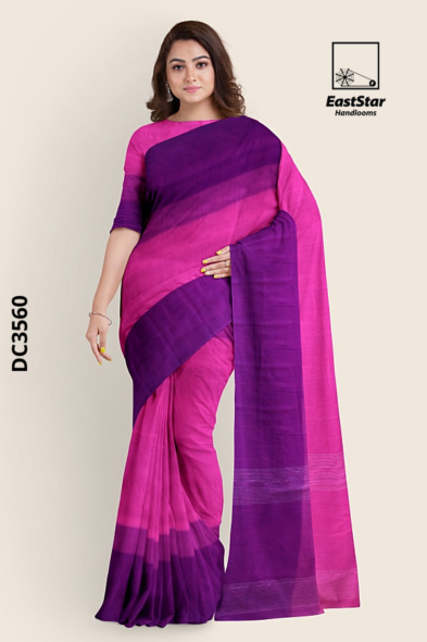 Pink purple  Handloom Cotton Saree DC3560