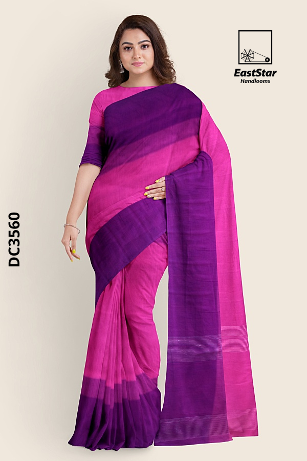 Pink purple  Handloom Cotton Saree DC3560