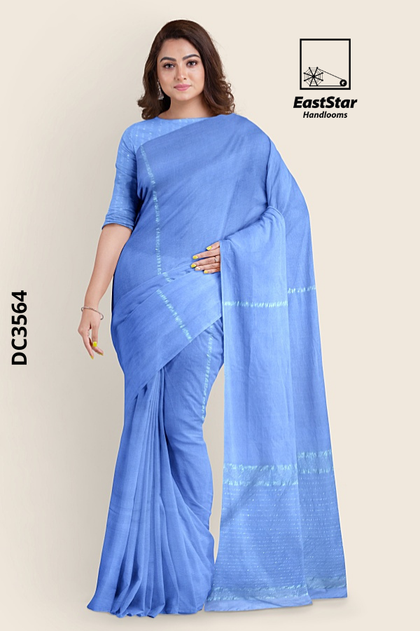 Periwinkle blue Handloom Cotton Saree DC3564
