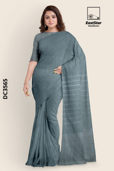 Slate Green Handloom Cotton Saree DC3565