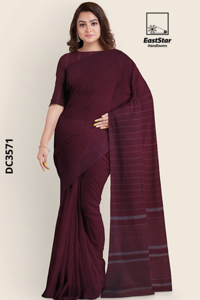 Maroon Handloom Cotton Saree DC3571