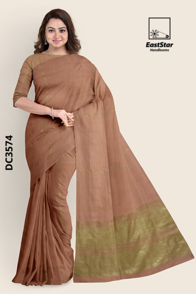dusty rose  brown Handloom Cotton Saree DC3574