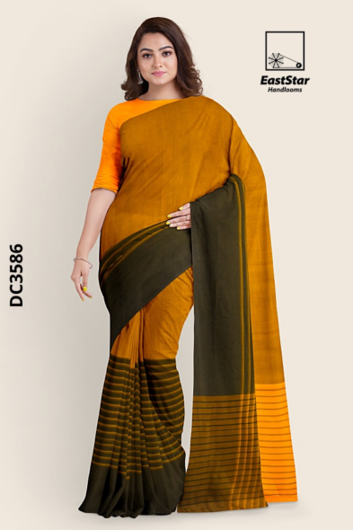orange Tone Handloom Cotton Saree DC3586